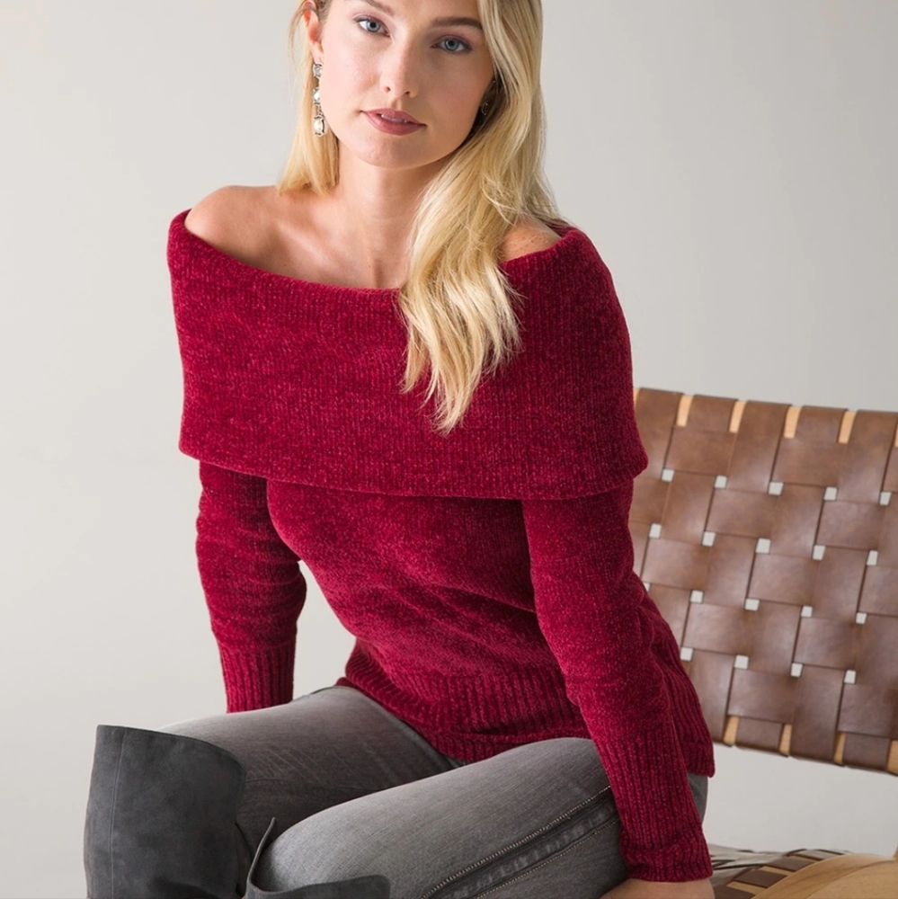 White house black market off shoulder sweater